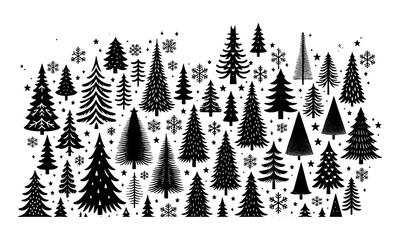 Obraz premium Minimalist Black Holiday Tree Silhouette Vector Art on Transparent Background – Customizable Format
