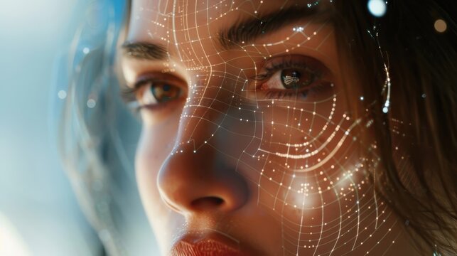 Futuristic face scanning technology showcasing intricate details in modern design - Powered by Adobe