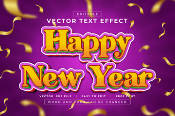 Happy New Year Vector Editable Text Effect