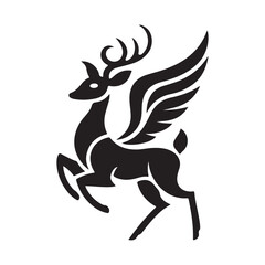 deer vector logo illustration, Deer silhouette logo icon vector illustration. Black Deer Vector