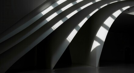 Obraz premium Modern architectural interior with dynamic shadows curves