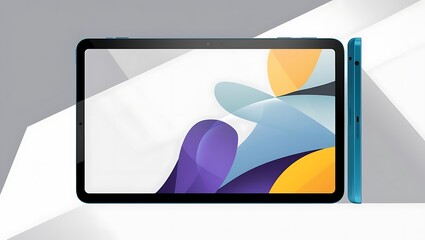 Teal Tablet Displaying Abstract Colorful Design