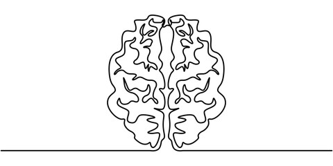Brain continuous one line drawing, Continuous one line drawing of human brain. Hand drawn minimalism style. brain line art vector illustration, 
Human brain single line art, continuous one line draw.