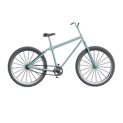 3D render of bicycle icon, side view, on a white background, in a flat design style, with a light green color, high resolution, and no shadow.