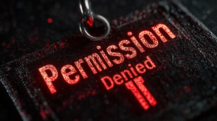 Security alert permission denied notice in dark environment digital concept close-up view