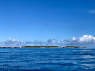 Amazing summer holiday vacation in Maafushi island, Maldives - amazing trip with beautiful blue sky and clear blue sea, with soft white sand 