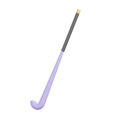 3D icon of a field hockey stick, simple design, light purple color, white background, isometric view, no shadow, high resolution.