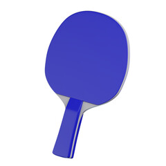 3D render of a blue table tennis racket icon on a white background, in a simple and minimalistic style, with an isometric view.