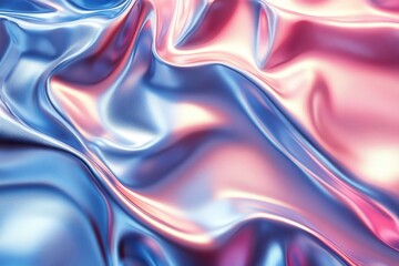 Obraz premium A close-up of flowing satin fabric in blue and pink hues, showcasing texture and sheen.