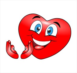 emoji em forma de coração na cor vermelho  feliz fazendo batendo palma