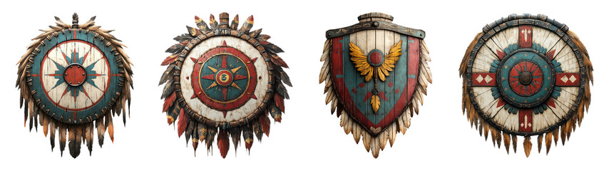 Detailed Shields Isolated on Transparent Background