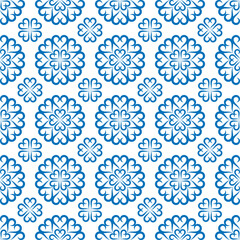 Blue flat vintage flower seamless pattern
