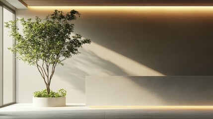 Fototapeta premium Modern Interior with Plant and Natural Light