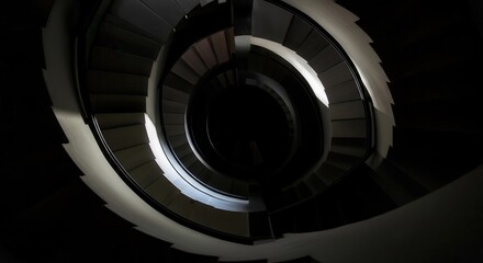 Fototapeta premium Mysterious spiral staircase in shadowed interior