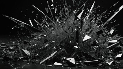 "Shattered Glass: A Car Window on a Black Background"
