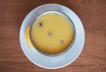 Traditional Tripe Soup with Spoon in Bowl	