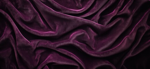 Fototapeta premium Purple velvet fabric texture, rich deep color, soft luxurious feel, intricate folds and drapes, elegant background, copy space for text