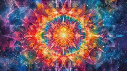 Vibrant Abstract Cosmic Mandala Artwork