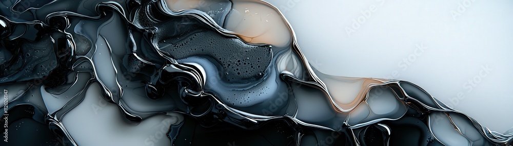 Poster abstract ink washes, bold blacks and whites blending seamlessly across the frame