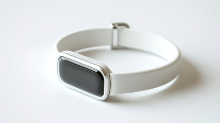 A sleek, modern smartwatch with a white strap and rectangular touchscreen, designed for fitness tracking and notifications.
