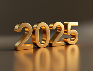 golden 2025 futuristic elegant design 3D typography minimalist background