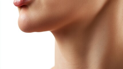 Obraz premium A woman's neck is shown with a white background