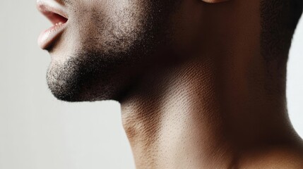 Naklejka premium A woman's neck is shown with a white background