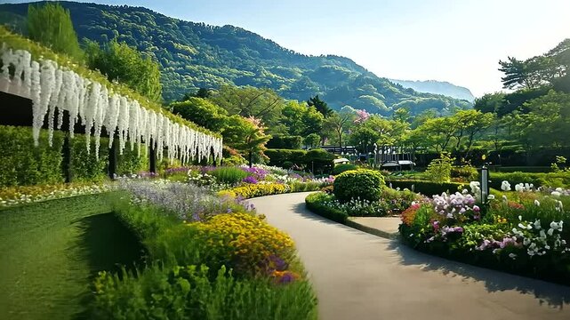 Ashikaga Flower Park Colorful Garden Panorama