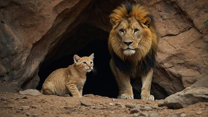 "Through the Mirror: The Kitten Who Saw a Lion"