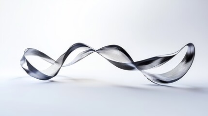 A silver wire sculpture with a twisted shape