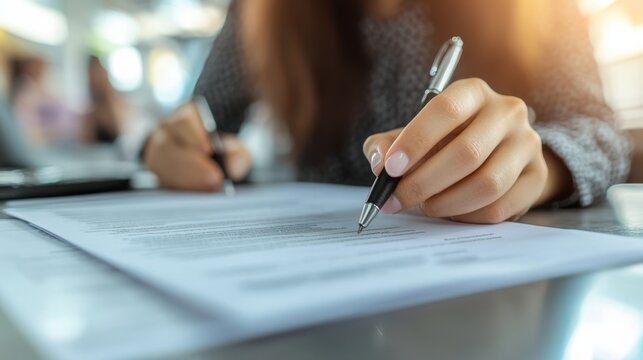 The Woman Signing Important Document