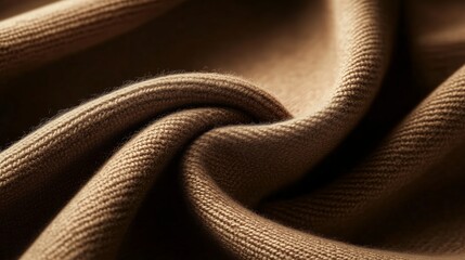 Soft brown fabric displays an elegant texture, inviting touch and showcasing high-quality textile craftsmanship during daylight