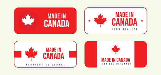 Set of Made in Canada labels and icons. Canada Made icons, stickers and labels set. Canadian Product Stickers. Vector illustration