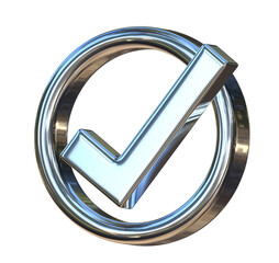 Silver Checkmark With Circle Icon 3d on png transparent background.
