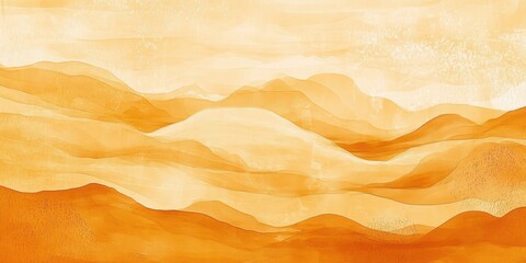 Abstract Watercolor Painting of Rolling Orange Hills