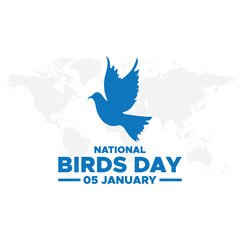 National bird day. January 05. Gradient orange. Bird icon. White background. Poster, banner, card, background.Social Media post for National Bird Day on January 05