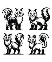 Fox silhouette vector illustrations