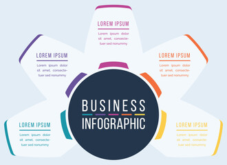 5 Steps Infographic design 5 steps, objects, elements or Options infographic business information template