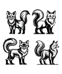 Fox silhouette vector illustrations