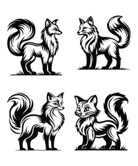 Fox silhouette vector illustrations