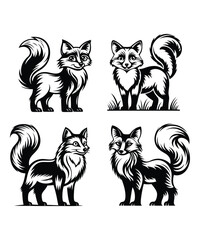 Fox silhouette vector illustrations