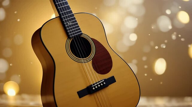 video of wooden yellow guitar classic vintage with spootlight aesthetic