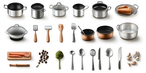 Theme: Food, Cooking, Kitchen Utensils, Icon Set, Shapes, Objects, Colorful, on White Background, Abstract Image, Texture, Pattern Background, Wallpaper, Cover and Screen of Smartphone, PC, Laptop, 9: