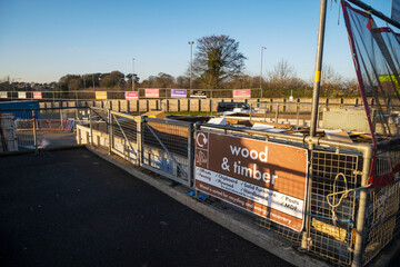 Recycling center and iron container , for collecting recyclable wood and timber items,England,UK.