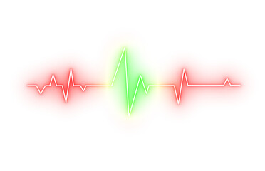 Abstract bright glowing neon laser line pulse heart beat.