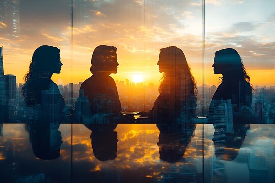 Women Business Meeting City Skyline Vision