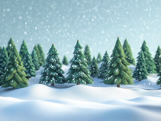 Obraz premium Enchanting Christmas Trees on a Snowy Horizon: Winter Wonderland Illustration