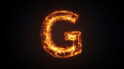 A lightning bolt-shaped letter G on a black background, an electricity concept.	