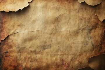 Fototapeta premium A textured, aged parchment background with torn edges, ideal for vintage designs or documents.