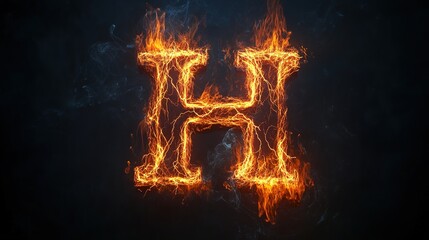 A lightning bolt-shaped letter H on a black background, an electricity concept.	